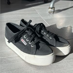 Superga size 7 / 38 Black Canvas Platform shoes